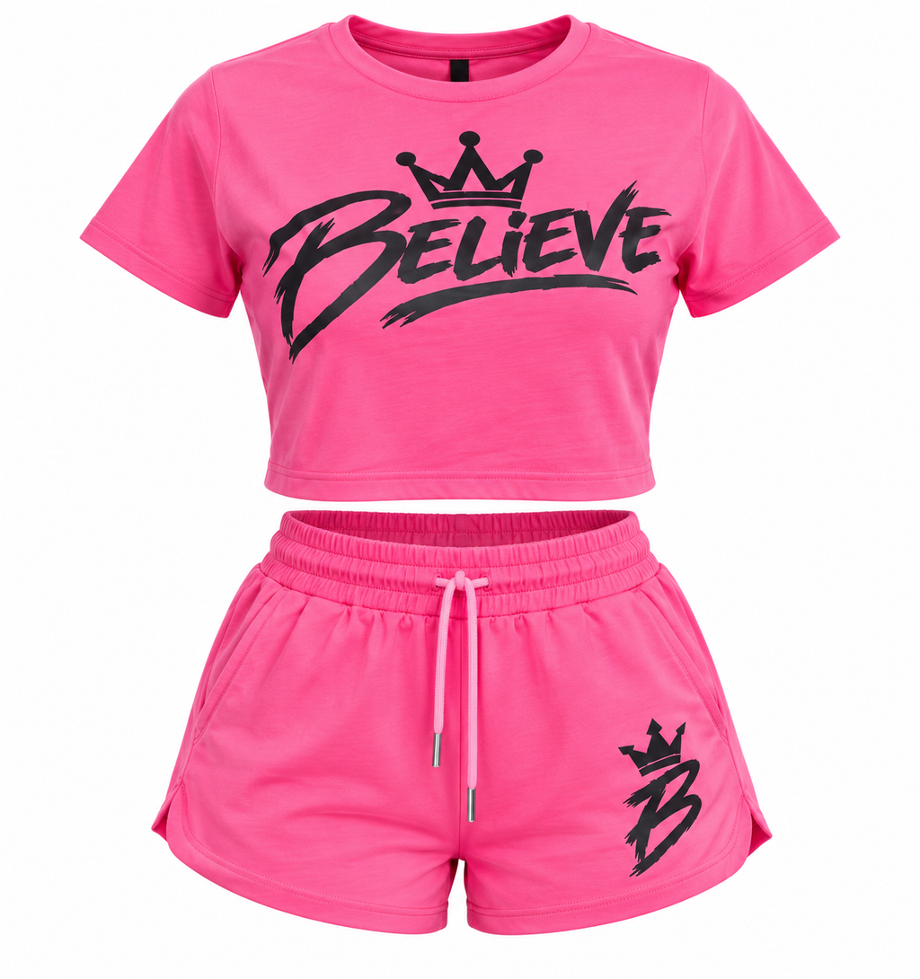 BELIEVE Crop Tee & Short Set